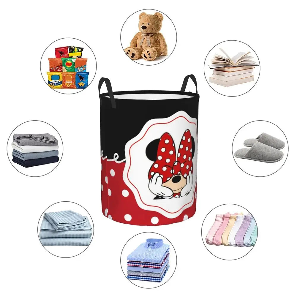 Panier à linge Minnie Mouse Anime pour jouets de chambre d’enfant Organisateur Bacs de rangement pas cher