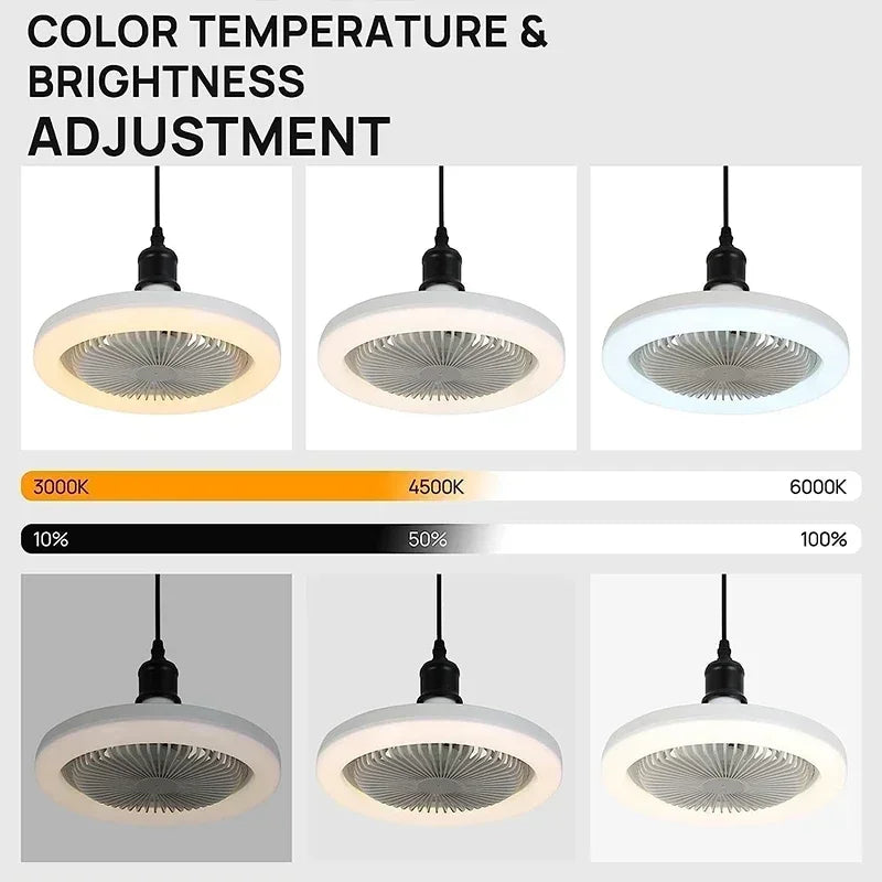 3 en 1 Ventilateur de plafond intelligent avec télécommande, lampe d'éclairage, base de convertisseur, chambre et salon, 85-265V