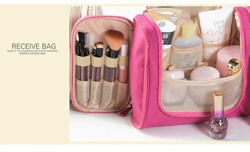 Nouveau Sac Organisateur De Maquillage De Voyage En Nylon Femmes Sac Cosmétique Suspendu Voyage Maquillage Sacs De Lavage Trousse De Toilette Organisateur