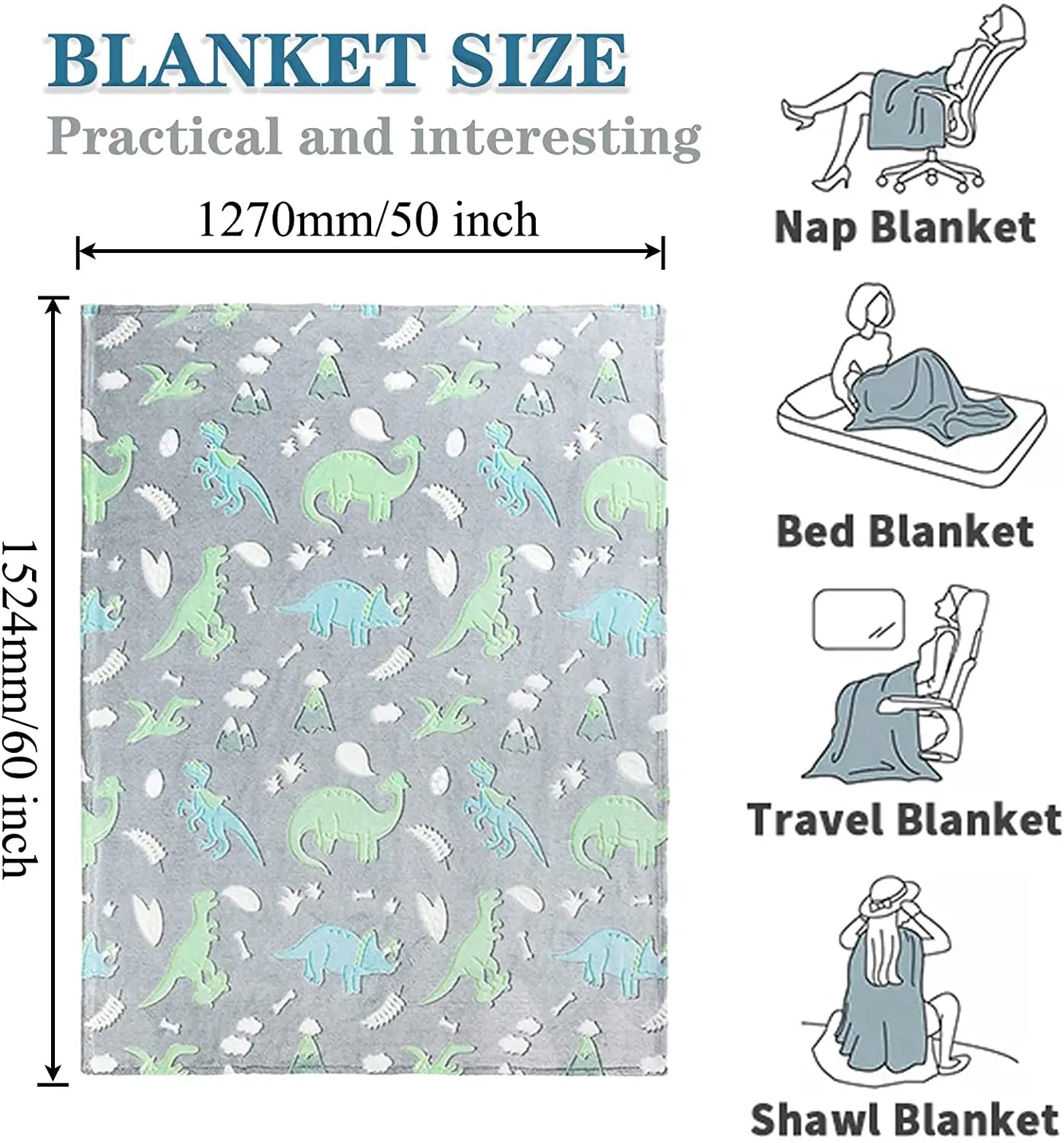 Lumineux Dinosaure Jeter Couverture Pour Filles Garçons Peluche Flanelle Couverture Arbre de Noël Briller Dans Le Noir Super Doux