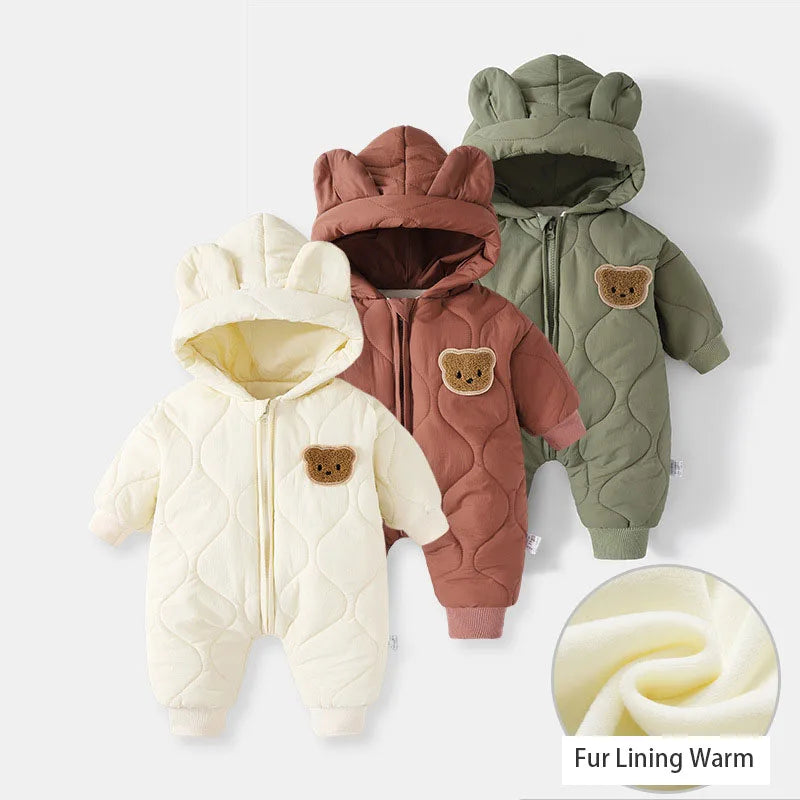  Barboteuses à doublure en fourrure pour bébé, vêtements d'extérieur pour tout-petits, combinaison pour bébé