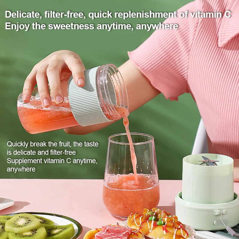 Mixeur Portable,350 ML Mini Blender USB Avec Brosse De Nettoyage,Blender Portable,Fresh Juice Blender Bouteille,USB Portable Blender,Smoothie Mixer Pour Gymnase,Voyage,Cuisine
