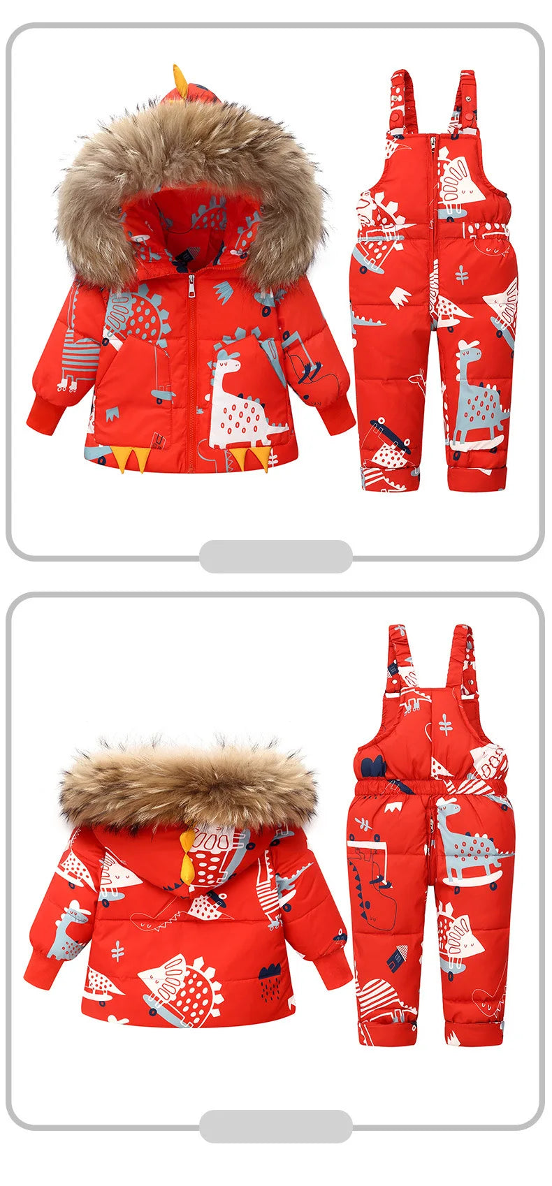 Ensemble de vêtements à capuche pour enfants,Doudoune chaude, combinaison bébé
