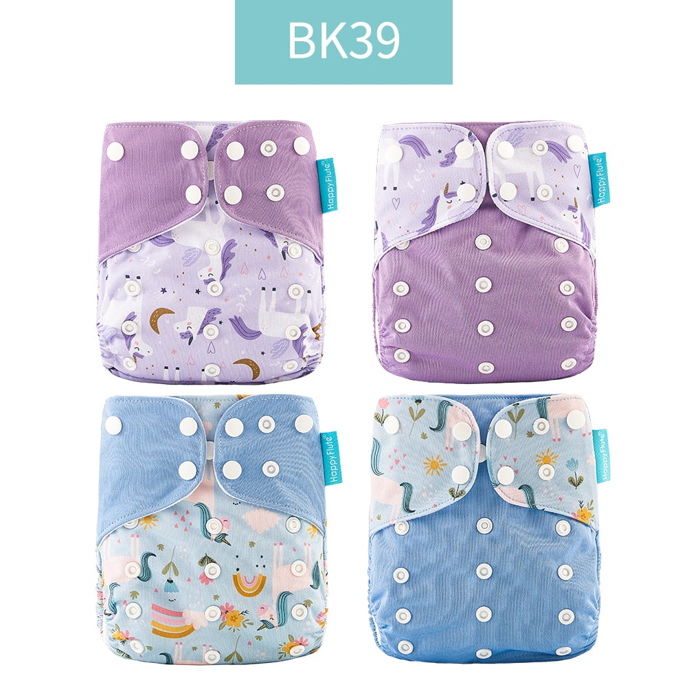 Happyflute 2022 New Fashion Style Baby Nappy 4pcs/set Diaper Cover Waterproof&Reusable Cloth Diaper