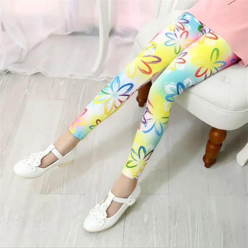 Leggings en coton imprimé fleuri pour petite fille 2-11 ans