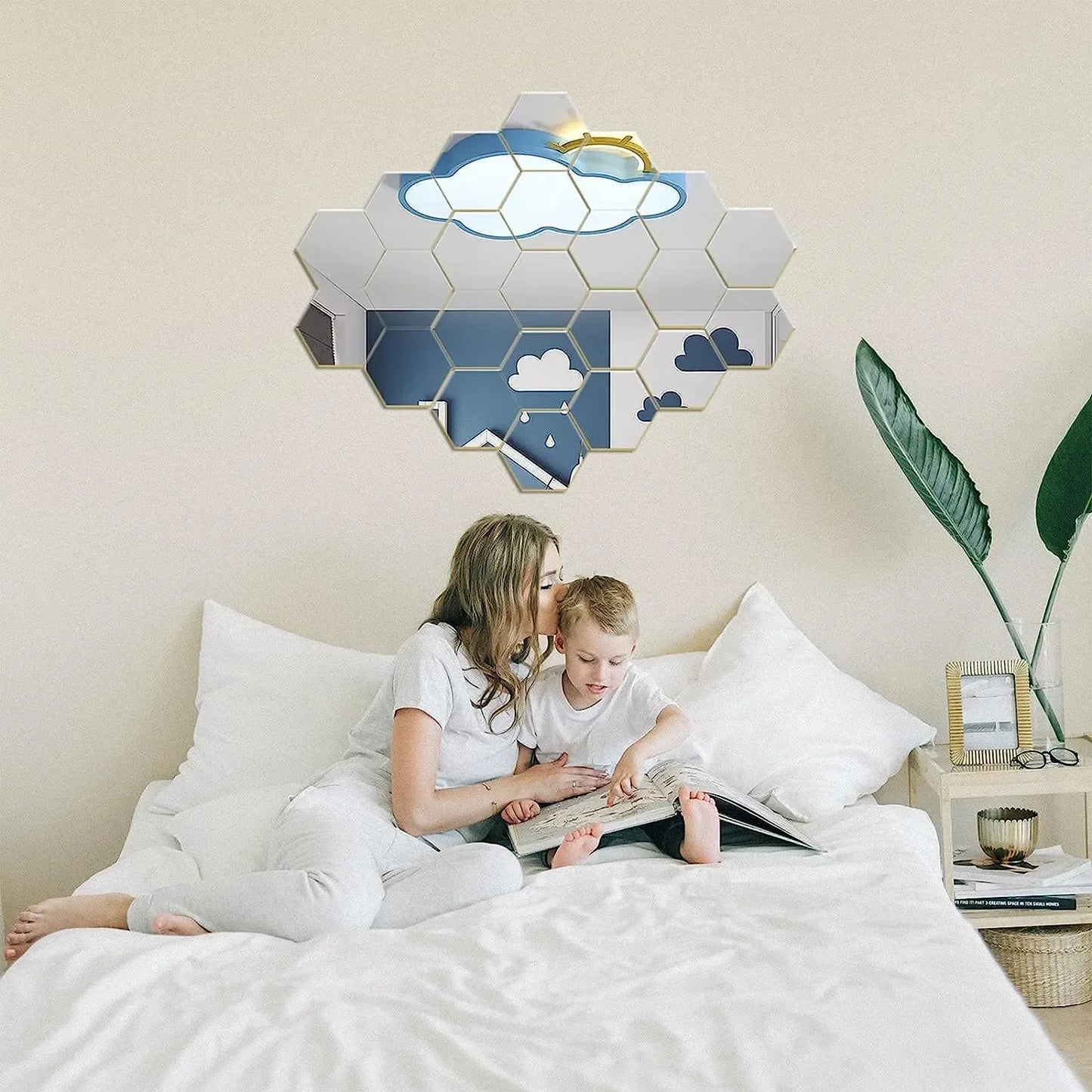 12 pcs 3D Miroir Mural Autocollant , Décoration Intérieure, Argent