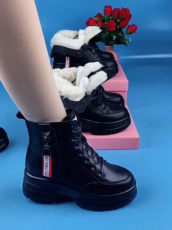 Bottes en cuir Ă plateforme haute pour femmes