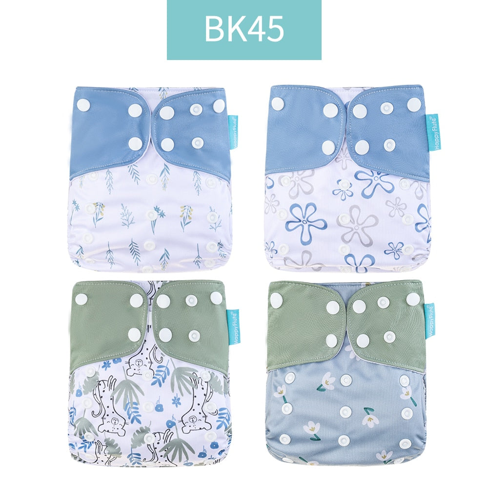 Happyflute 2022 New Fashion Style Baby Nappy 4pcs/set Diaper Cover Waterproof&Reusable Cloth Diaper