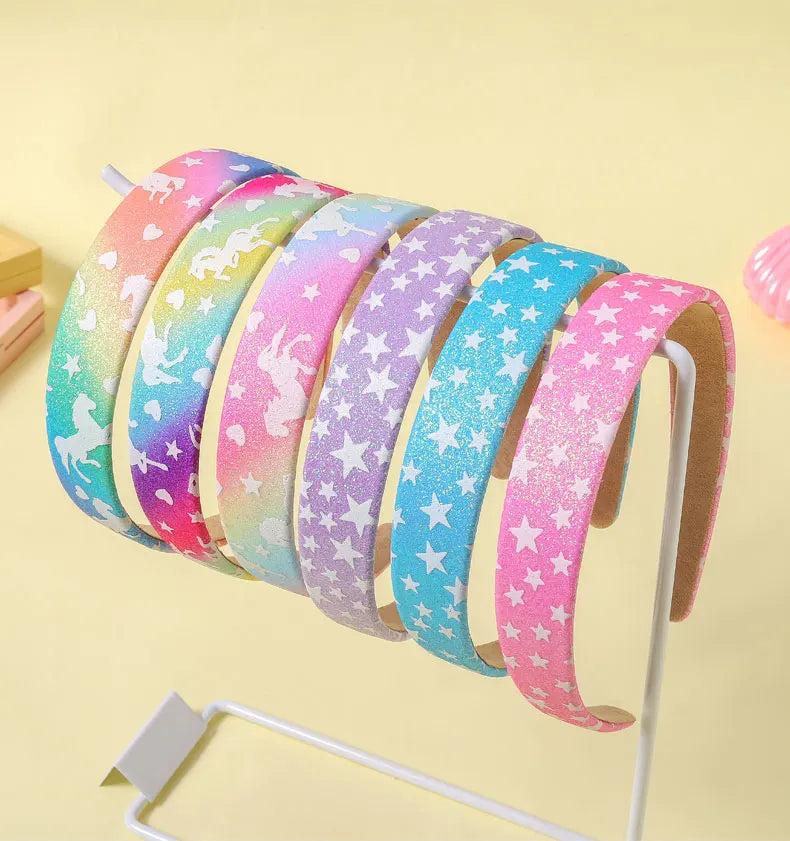 Bandeaux larges à motif étoile scintillante, cadeaux de fête pour enfants, accessoires pour cheveux, 2.5cm