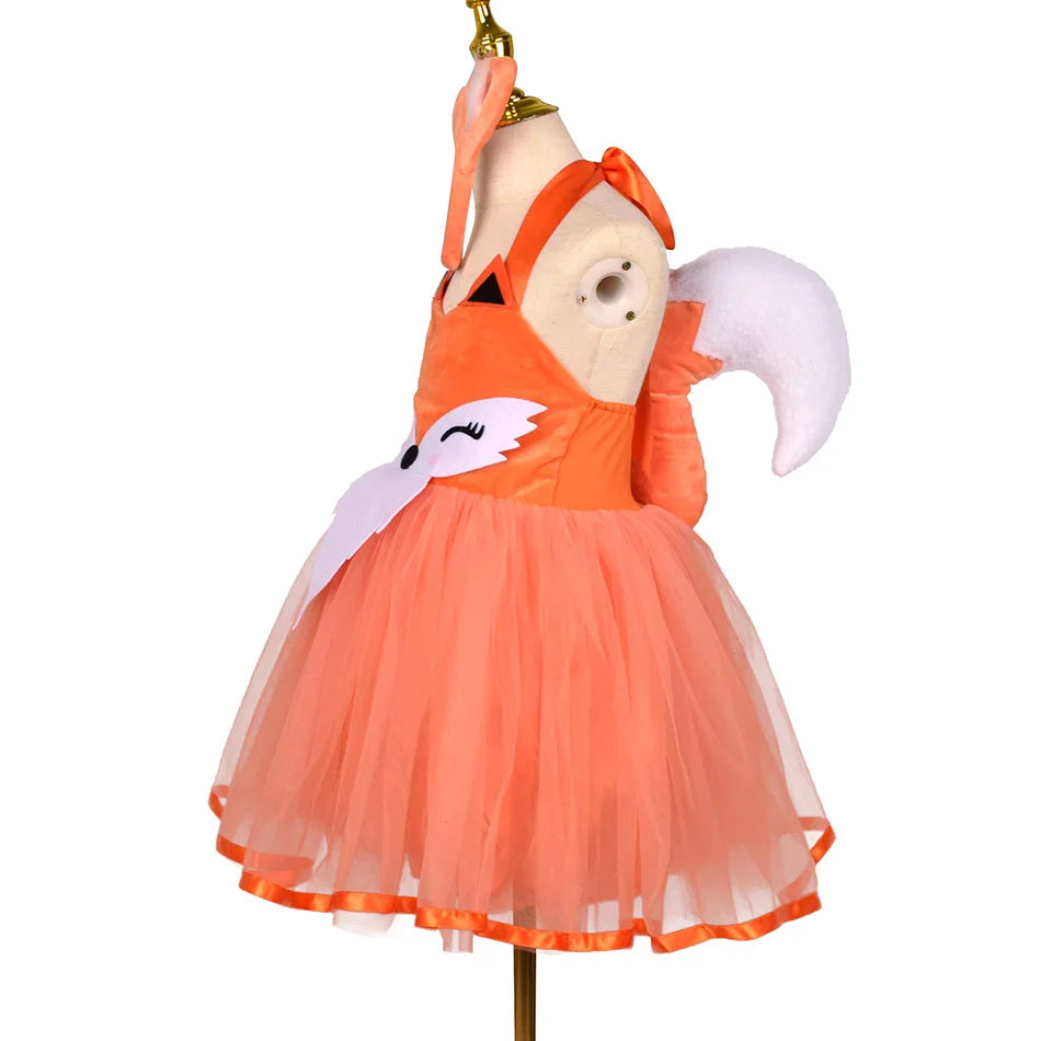 Mignonnes filles Halloween renard Cosplay Costumes pour enfants Animal Dress Up avec bandeau Queue Carnaval Noël