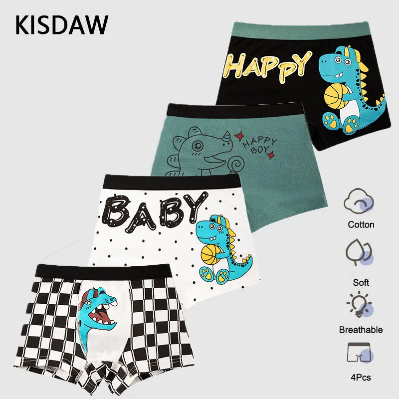 Sous-vêtements Culotte Pour Garçon 4 Pcs/Lot - Dessine Dinosaures