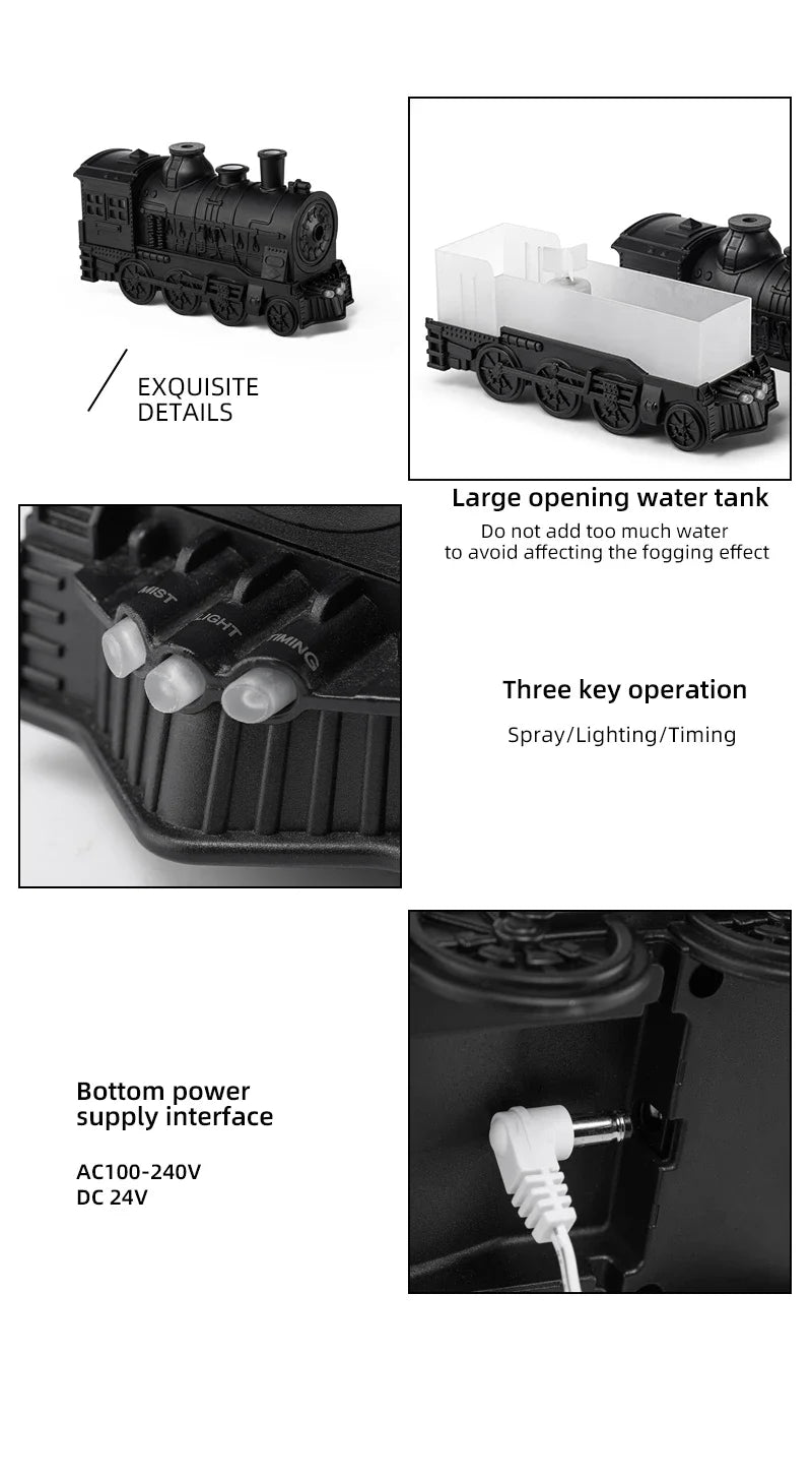 Humidificateur d'air en forme de train, diffuseur d'arômes avec lumière, parfum pour bureau à domicile; Noel