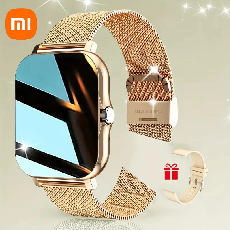 Xiaomi Vente Chaude Nouvelle Montre Intelligente Pour Femmes Plus Nouveau Sport SmartWatch Visages Bluetooth Appel Sports Fitness Téléphones Android iOS Pas Cher+ Cadeau