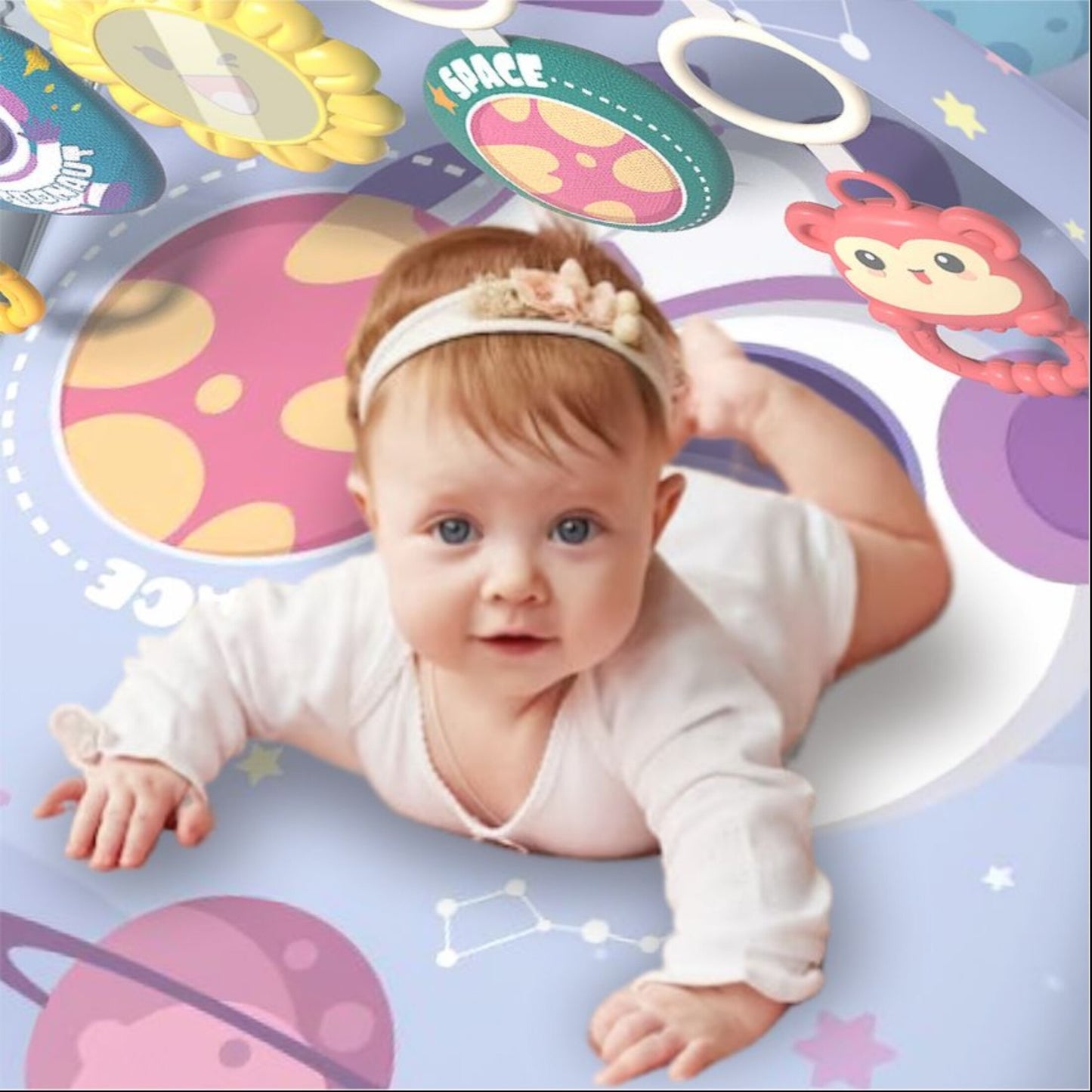 Tapis d'eveil bébé 4 en 1 Multicolore Gymnase d'activités Tapis de jeu 4 en 1 avec arceau de jeu