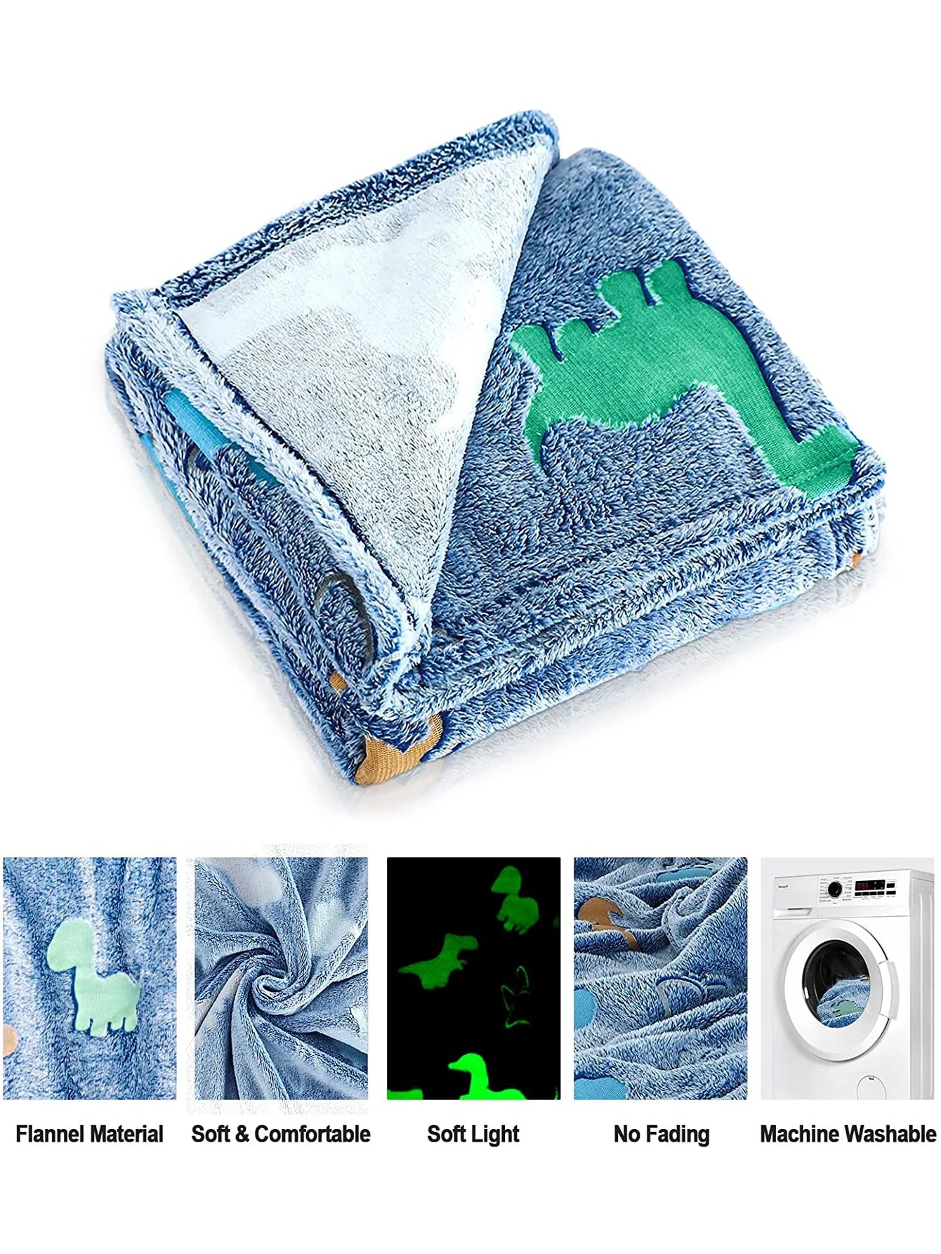 Lumineux Dinosaure Jeter Couverture Pour Filles Garçons Peluche Flanelle Couverture Arbre de Noël Briller Dans Le Noir Super Doux 100x150cm