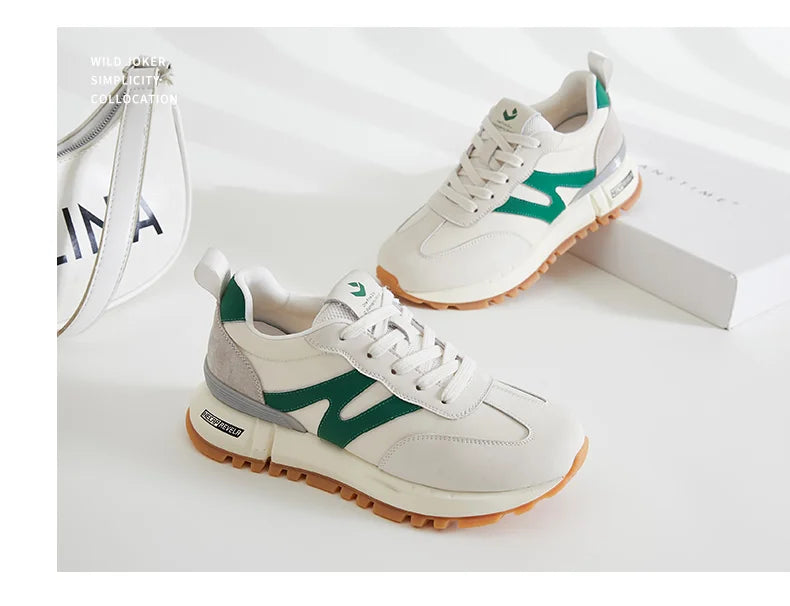SOMILISS Cuir véritable Femmes Baskets Lacets Vert