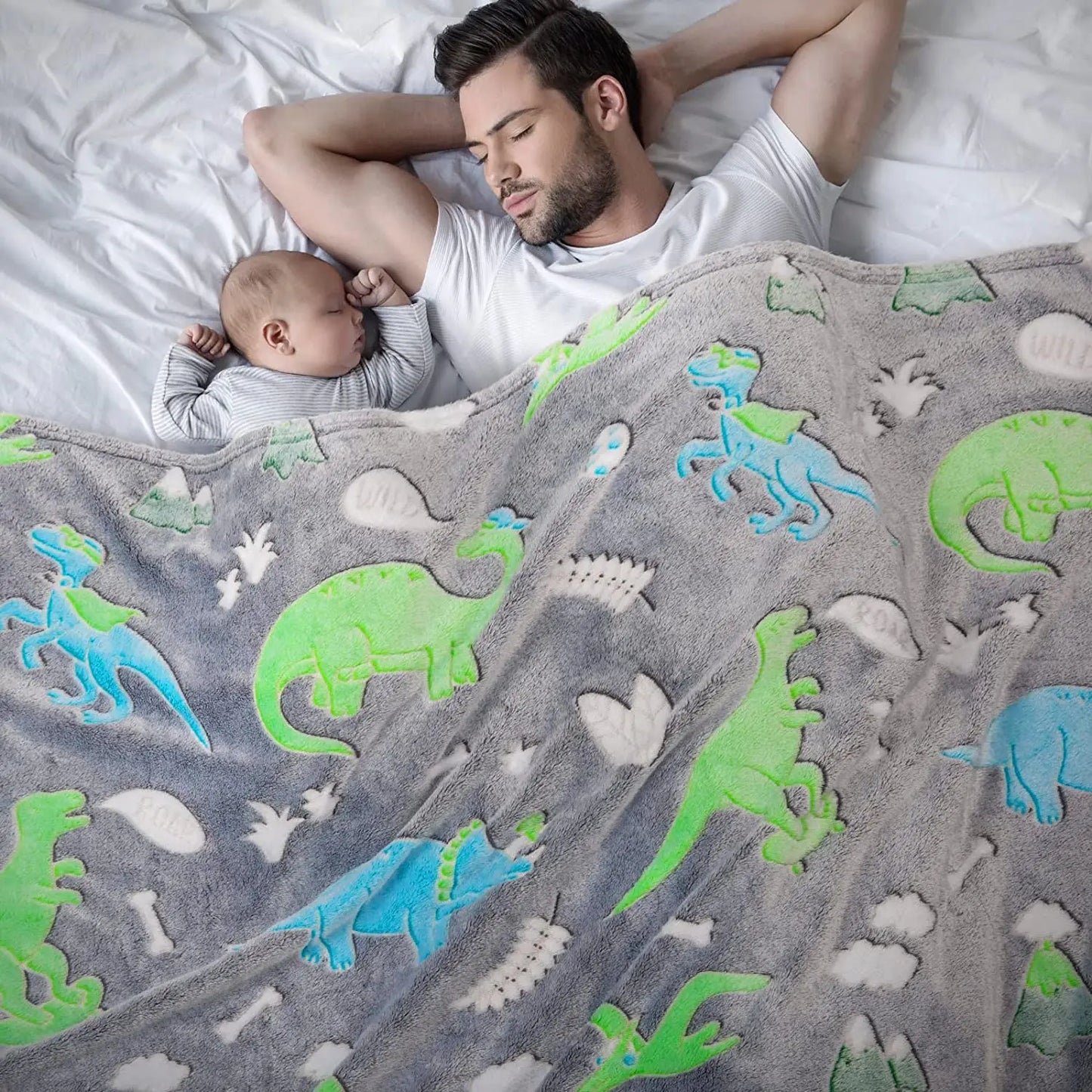 Lumineux Dinosaure Jeter Couverture Pour Filles Garçons Peluche Flanelle Couverture Arbre de Noël Briller Dans Le Noir Super Doux