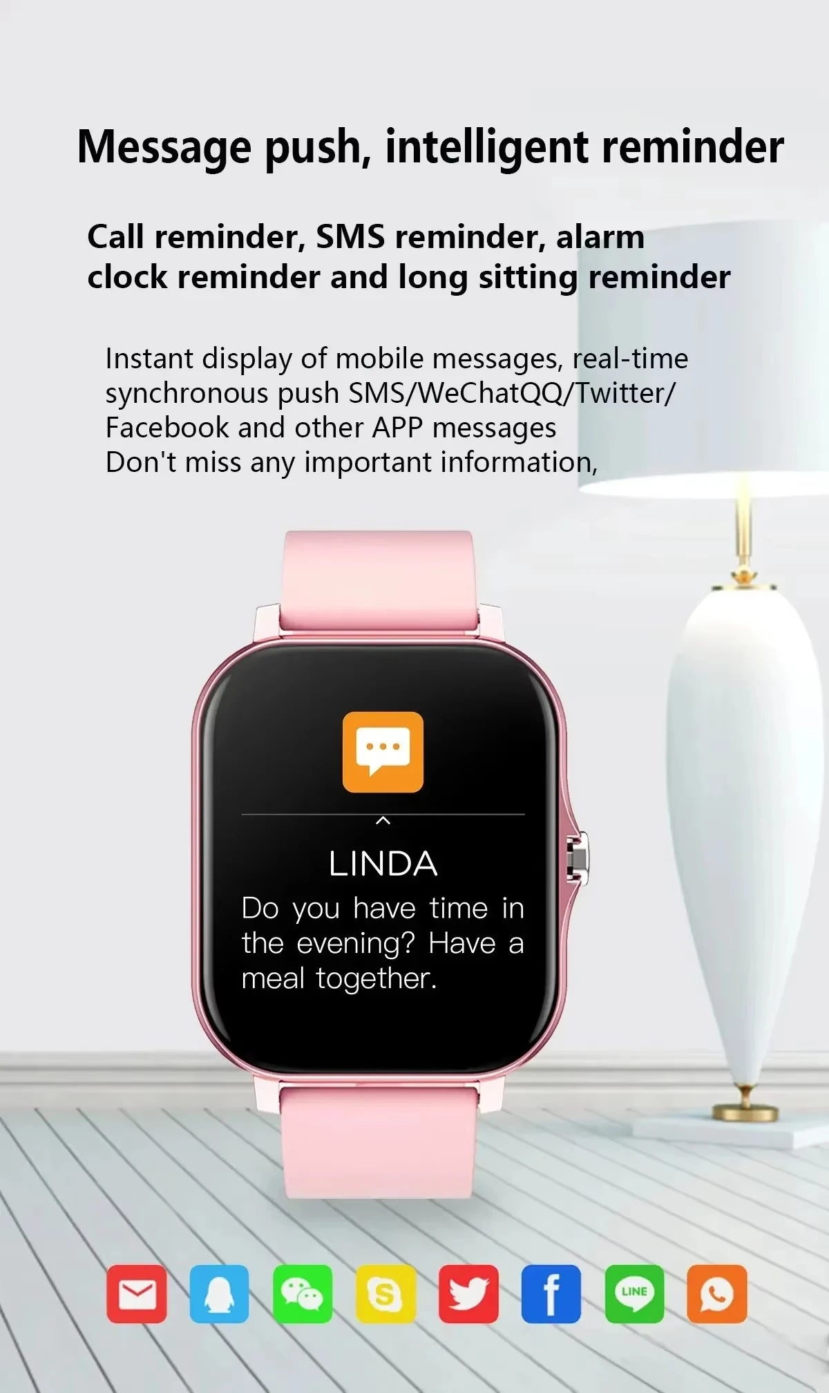 Xiaomi Smart Watch Femmes Dame Cadeau Sport Fitness Montres Moniteur de fréquence cardiaque Étanche Smartwatch Pour Téléphones Android IOS + Cadeau Écouteur