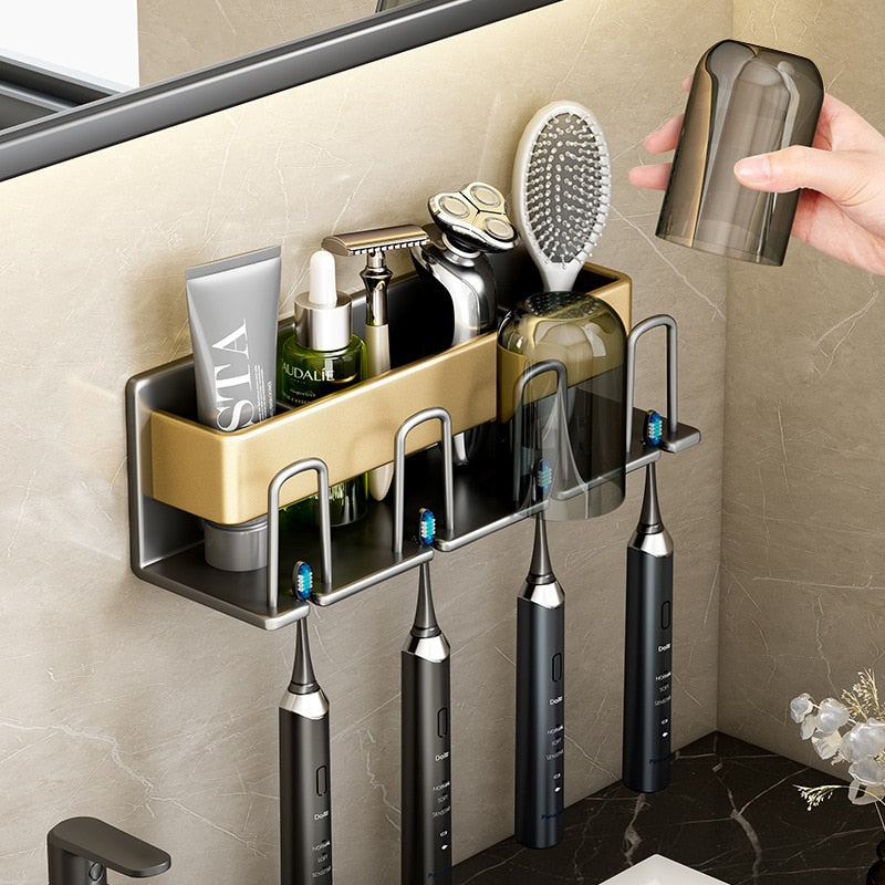 PORTE BROSSE A DENTS MURALE GRIS
