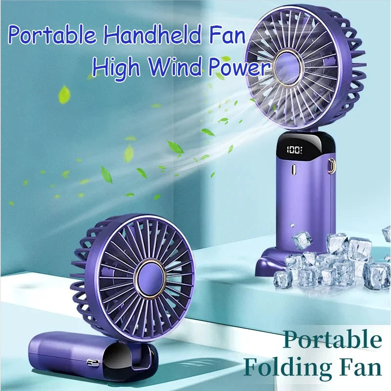 Ventilateur de cou portable avec support de téléphone et écran d'affichage, mini ventilateur pliable, aste par USB, 3000mAh