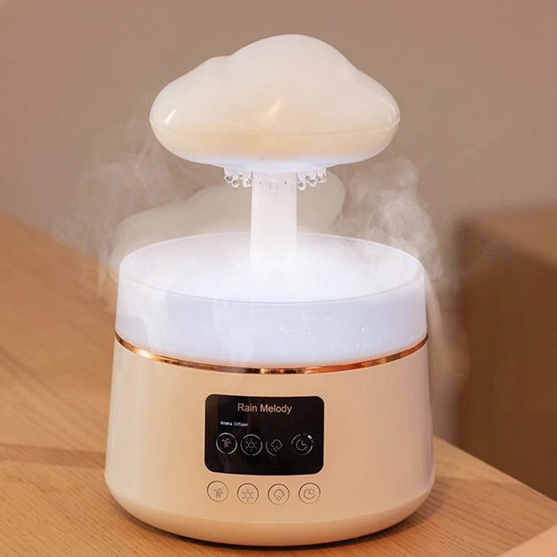 PRIZOM 300 ML Champignon Pluie Nuage Humidificateur d'air Gouttes D' Sons Veilleuses ColoréEs AromathéRapie Diffuseur D' Essentielle