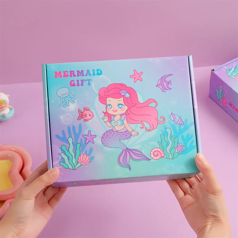 Sirène Thème Etudiant Papeterie Set Mignon Fantasy Dessin Animé Thème Cahier Set Cadeau de Noël pour les filles Sirène Cadeau d’anniversaire Pas Cher