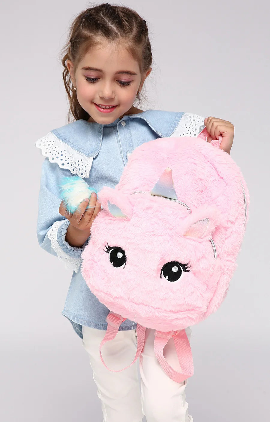 Sac à dos en peluche de dessin animé mignon pour enfants, sac à dos pour fille, sac à livres scolaire, école maternelle et primaire