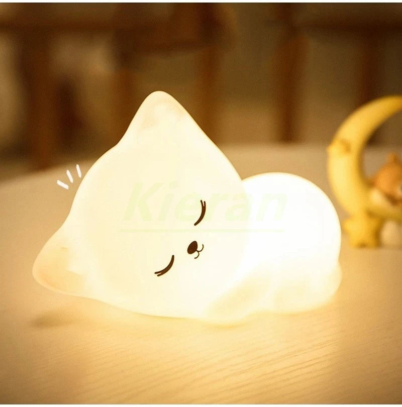 Veilleuse Bebe Veilleuse Chat Lampe de Chevet Enfant,Lampe de Chevet Chambre Bebe