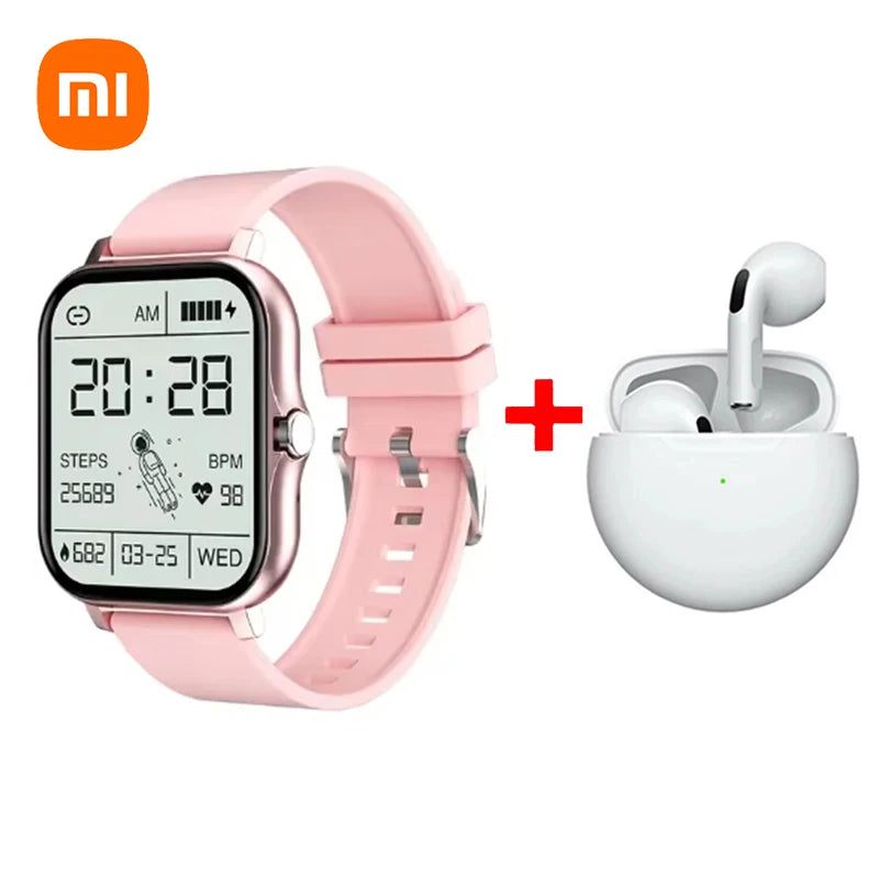 Xiaomi Smart Watch Femmes Dame Cadeau Sport Fitness Montres Moniteur de fréquence cardiaque Étanche Smartwatch Pour Téléphones Android IOS + Cadeau Écouteur