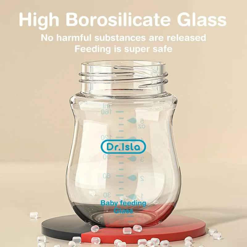 Biberon en verre pour nouveau-né, alimentation au lait pour bébé, sans BPA, 160ml, Rose , Blue