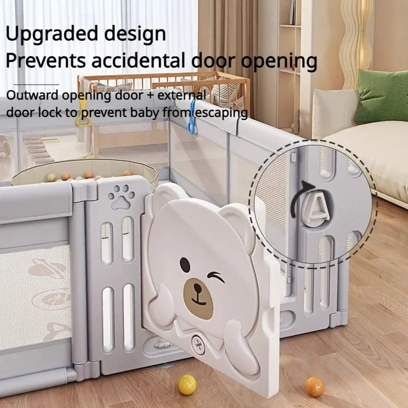Minon Grand parc à jouets pour bébés, ours de sécurité robuste, cour de jeu pour les tout-petits, centre d'activités pour enfants, antidérapant, intérieur, extérieur, cadeaux 150cm - 180 cm