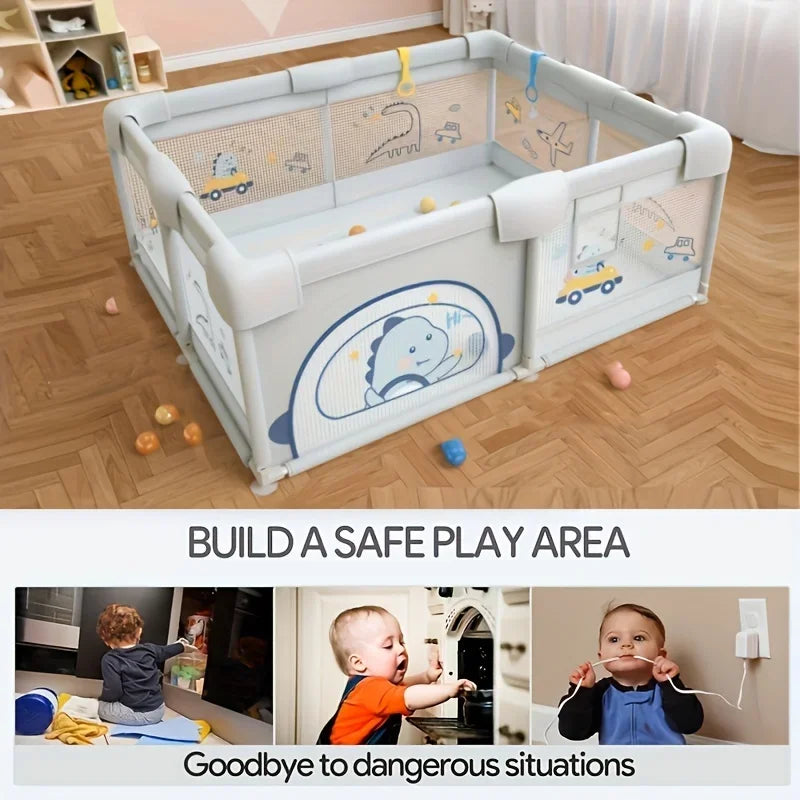 Grand parc de jeu pour bébés, centre d'activités pour enfants, clôture de sécurité pour tout-petits Gris 150cm - 180 cm
