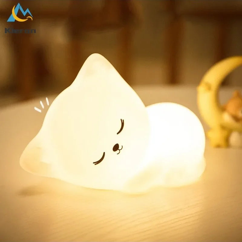 Veilleuse Bebe Veilleuse Chat Lampe de Chevet Enfant,Lampe de Chevet Chambre Bebe