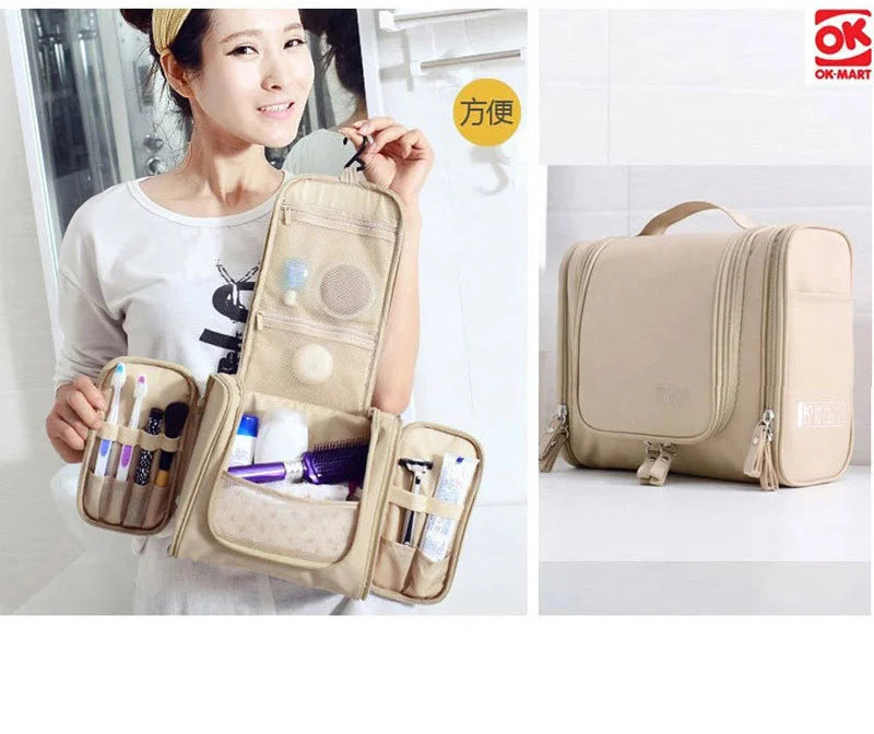 Nouveau Sac Organisateur De Maquillage De Voyage En Nylon Femmes Sac Cosmétique Suspendu Voyage Maquillage Sacs De Lavage Trousse De Toilette Organisateur