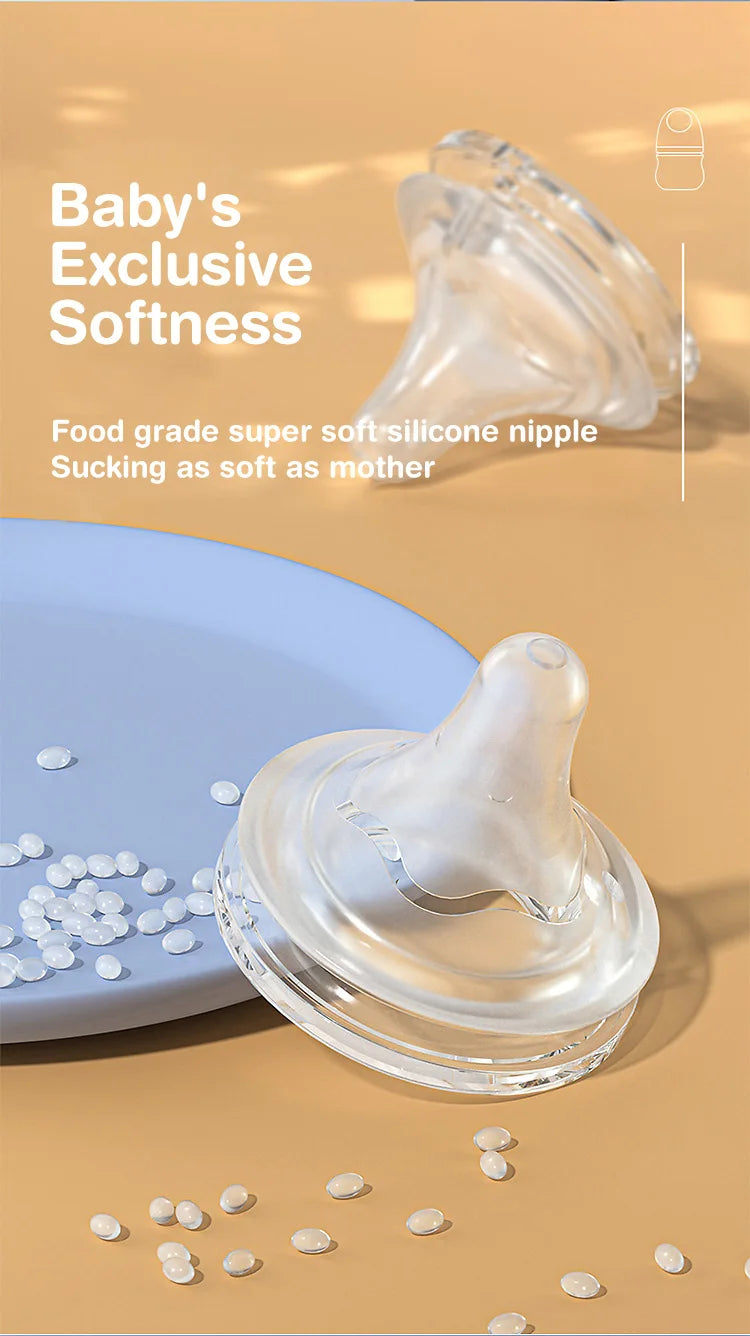 Biberon en verre pour nouveau-né, alimentation au lait pour bébé, sans BPA, 160ml, Rose , Blue