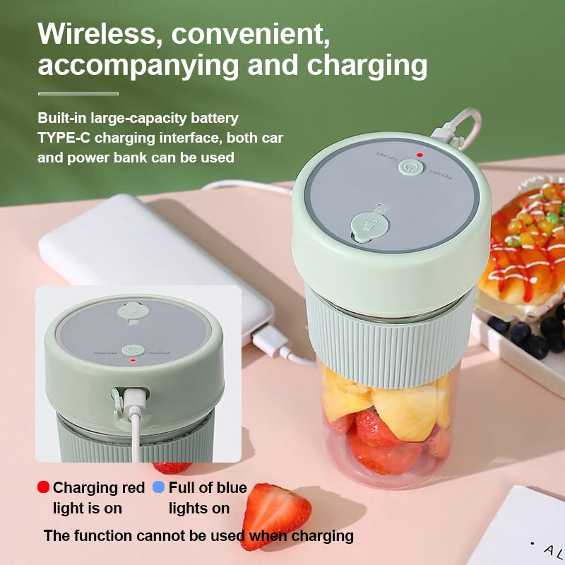 Mixeur Portable,350 ML Mini Blender USB Avec Brosse De Nettoyage,Blender Portable,Fresh Juice Blender Bouteille,USB Portable Blender,Smoothie Mixer Pour Gymnase,Voyage,Cuisine