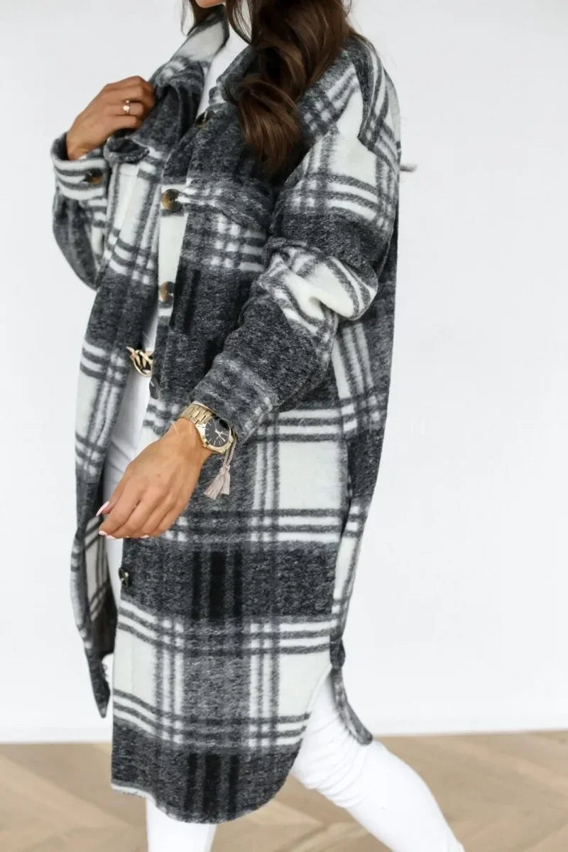 Chemise Veste À Manches Longues À Carreaux Imprimé