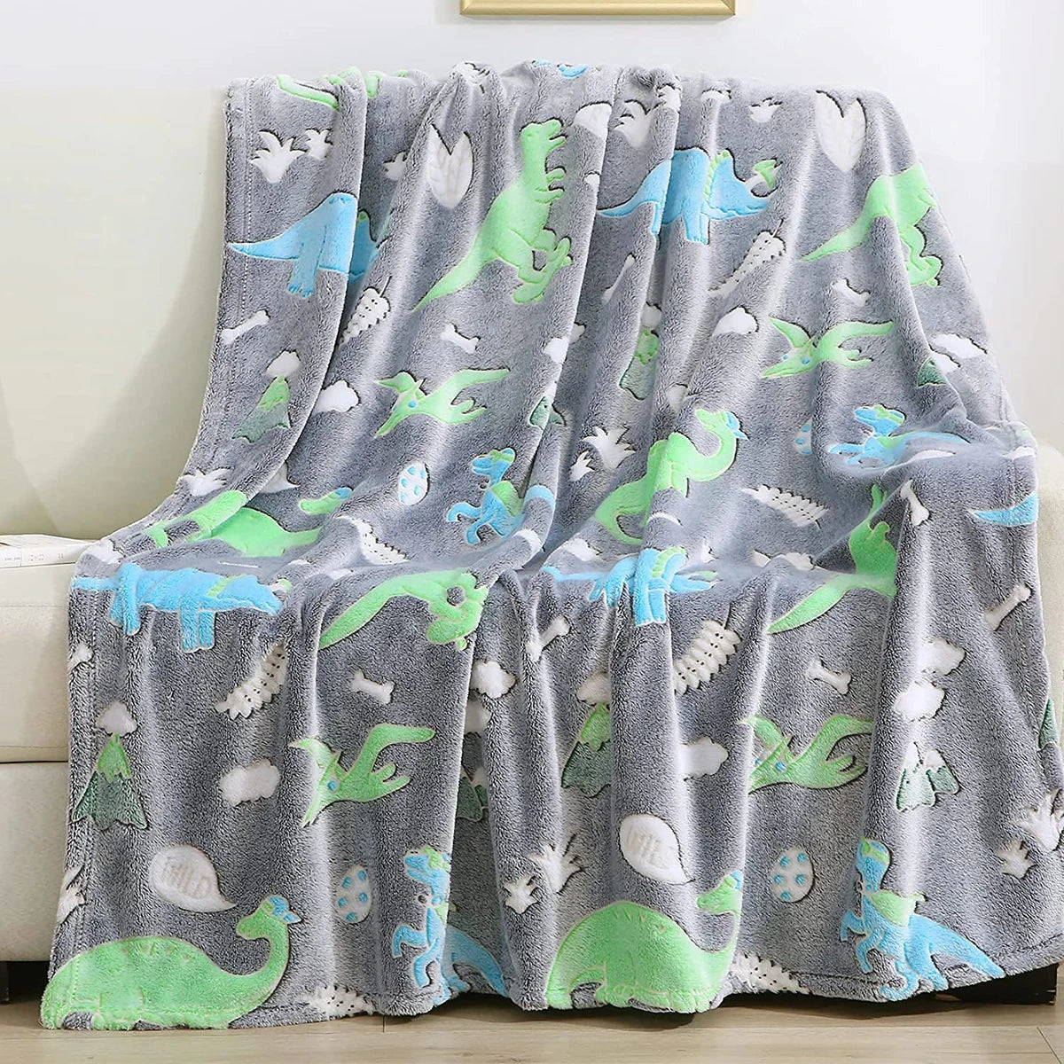 Lumineux Dinosaure Jeter Couverture Pour Filles Garçons Peluche Flanelle Couverture Arbre de Noël Briller Dans Le Noir Super Doux