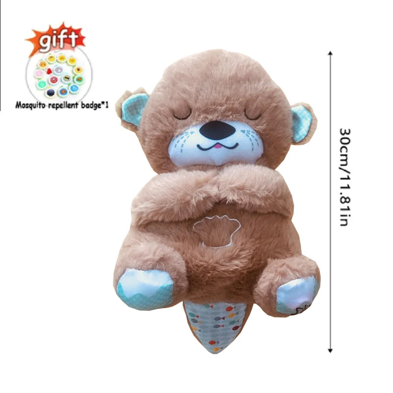 Loutre Poupée En Peluche Jouet Bébé Enfants Apaisant Musique Compagnon De Sommeil Son et Lumière + Badge anti-mostique