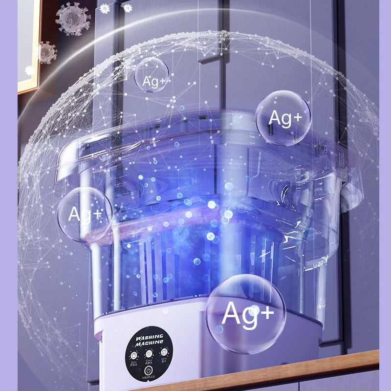 Machine a laver Portable pliable avec centrifugeuse 8l 220V Mini-linge automatique pour chaussettes sous-vetement
