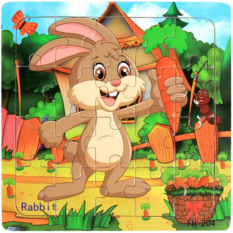 20 pièces en bois 3d puzzle dessin animé véhicule animal puzzle Montessori jouets éducatifs pour enfants anniversaire cotillons cadeaux