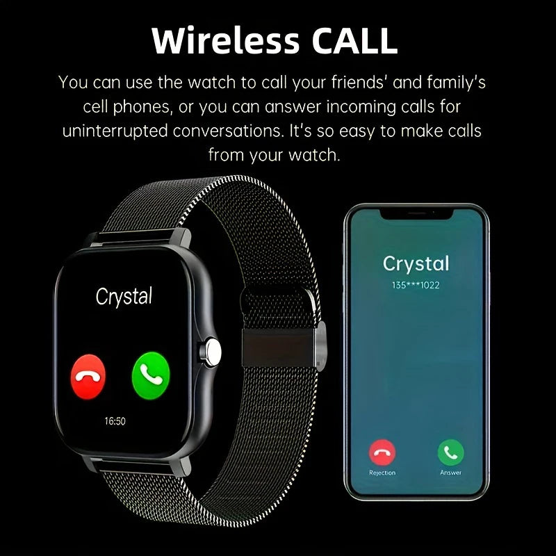 Xiaomi Smart Watch 2025 Android Cadeau Pour Homme Bluetooth Appel Smartwatch 2024 Cadran Tactile Musique Fitness Tracker Montres de sport + Écouteurphones Android IOS + Cadeau