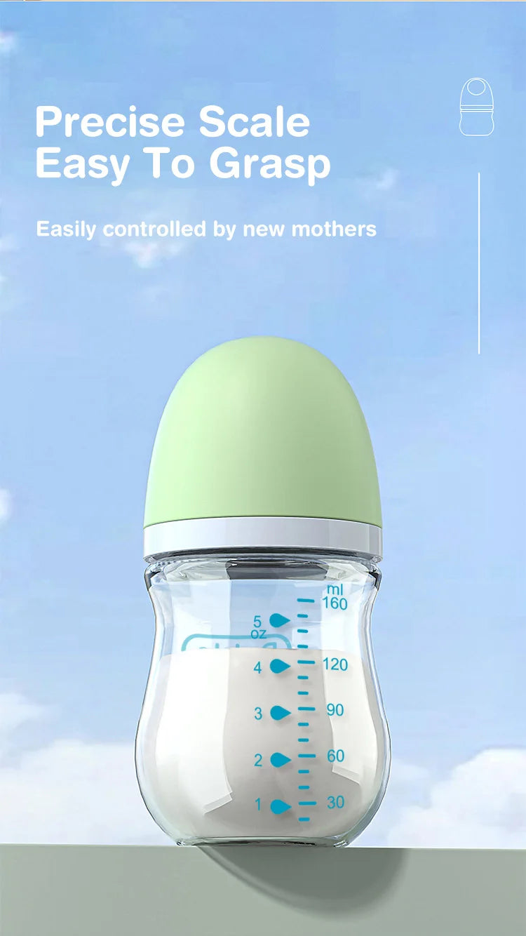 Biberon en verre pour nouveau-né, alimentation au lait pour bébé, sans BPA, 160ml, Rose , Blue