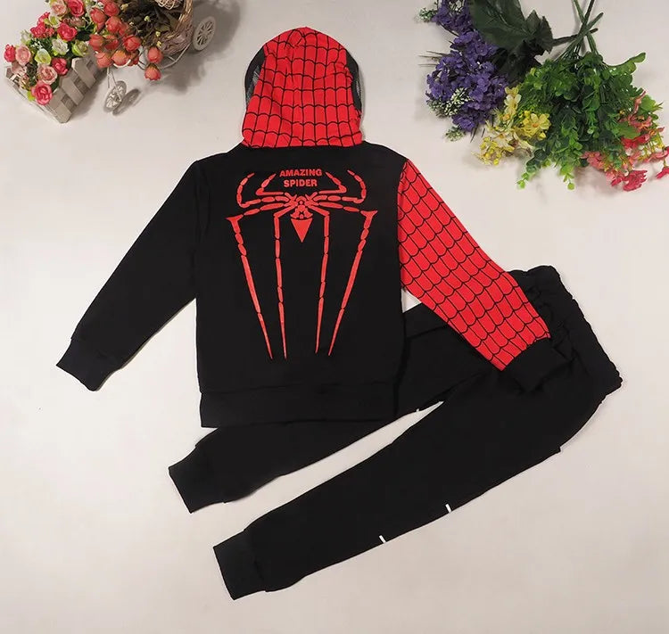 Dessin animé super-héros enfants costume bébé garçon vêtements ensemble printemps manteau enfant pantalon 2pcs vêtements costume fille sweats à capuche pantalon pas cher