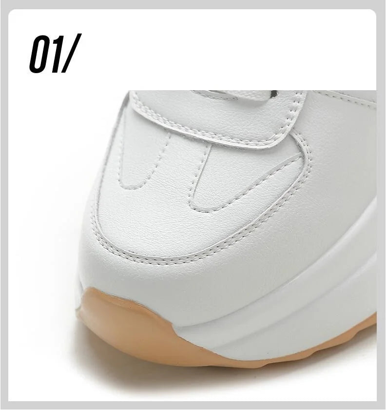 Baskets à Semelle Compensée en Cuir pour Femme
