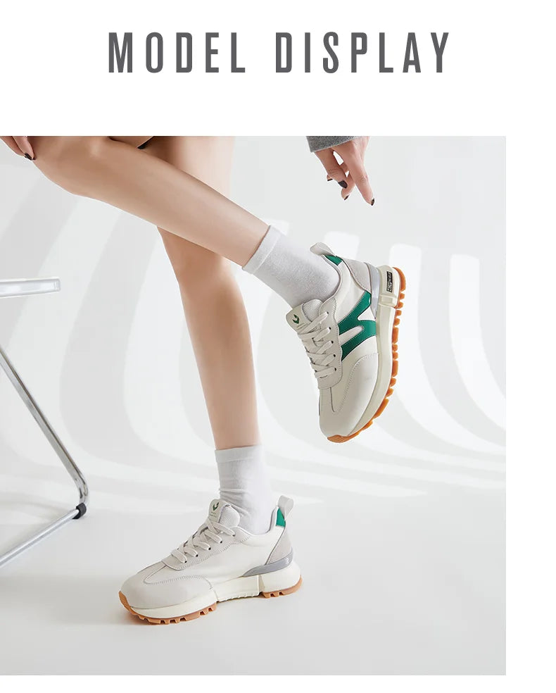 SOMILISS Cuir véritable Femmes Baskets Lacets Vert