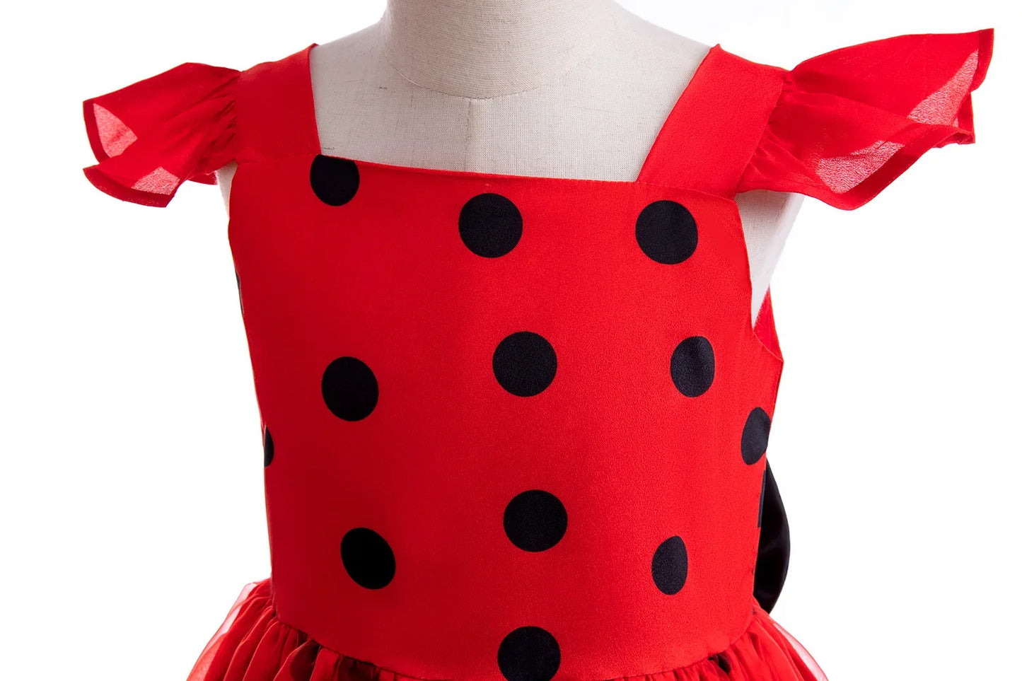 Robe Coccinelle Filles + gants+ sac+ masque + boucle d'oreille