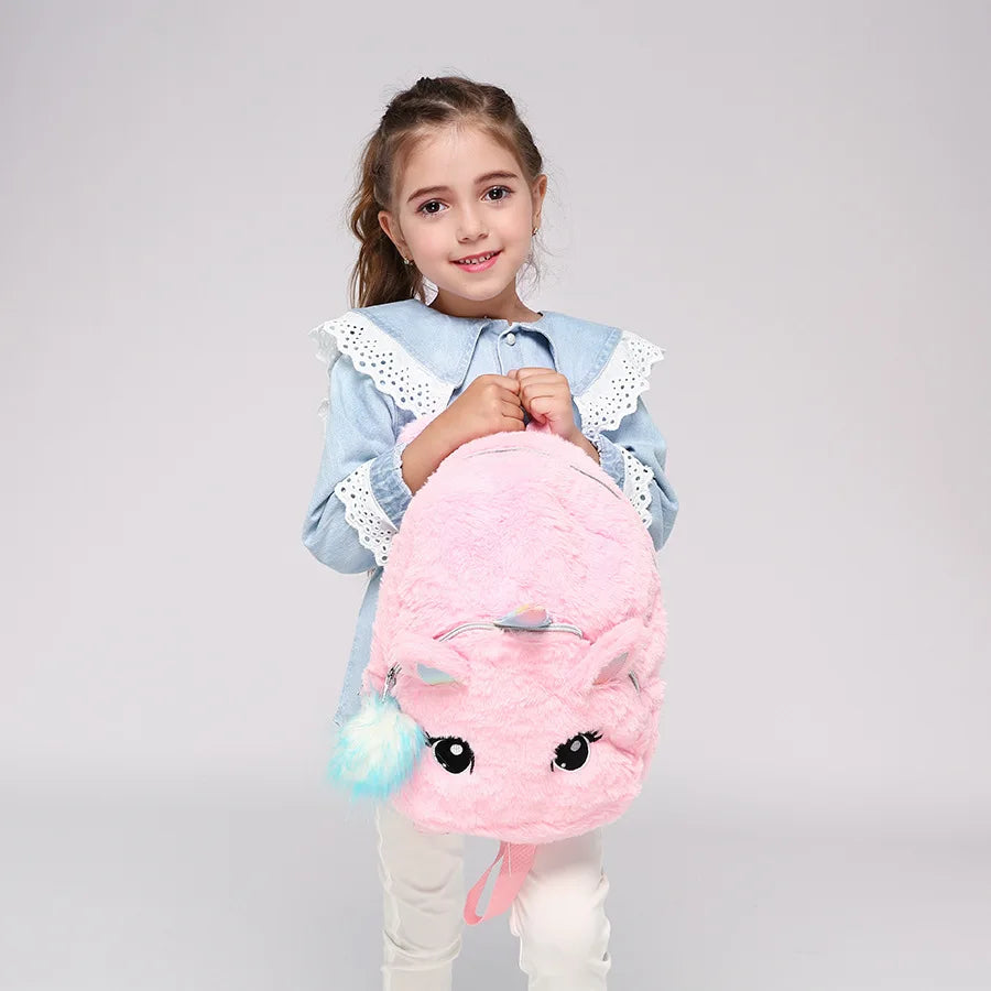 Sac à dos en peluche de dessin animé mignon pour enfants, sac à dos pour fille, sac à livres scolaire, école maternelle et primaire