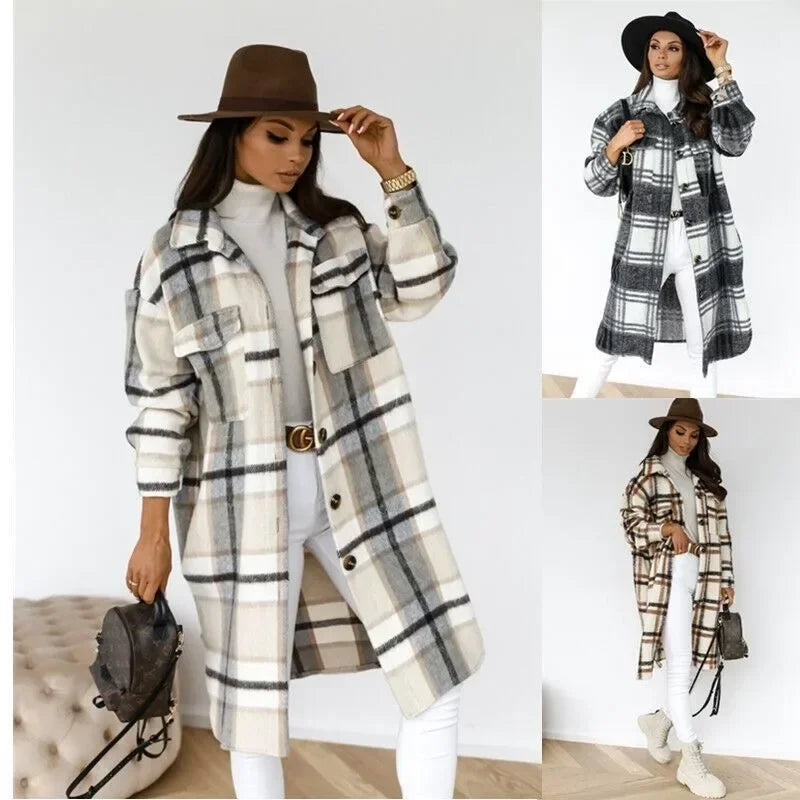 Chemise Veste À Manches Longues À Carreaux Imprimé