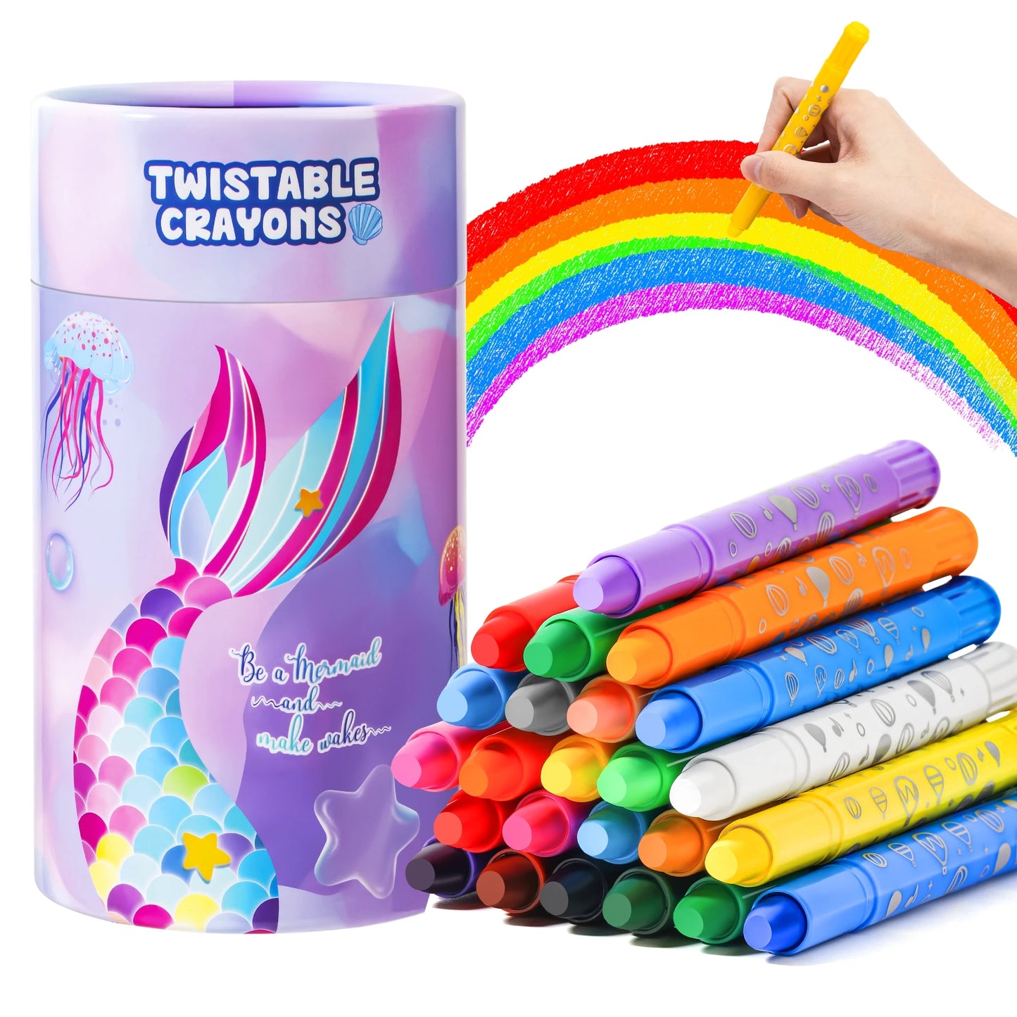 24 couleurs licorne crayons de cire pour enfants lavables et effaçables crayons de couleur ensemble pour enfants bébé crayon à séchage rapide cadeau d’anniversaire Pas Cher